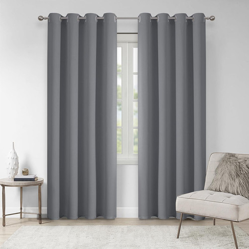 Grey blackout thermal curtains - blackout,
