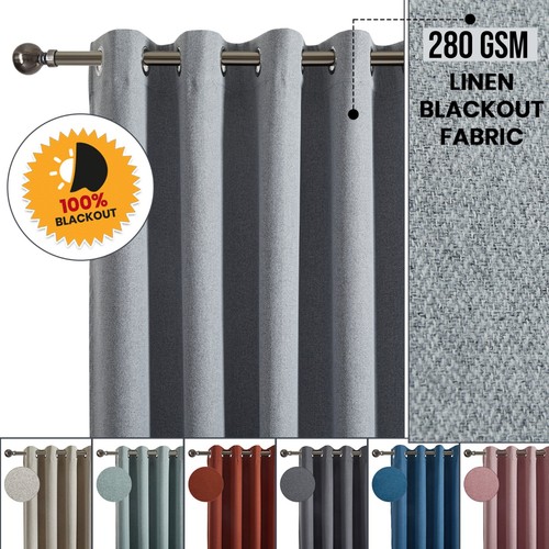 Room darkening linen blackout - room,