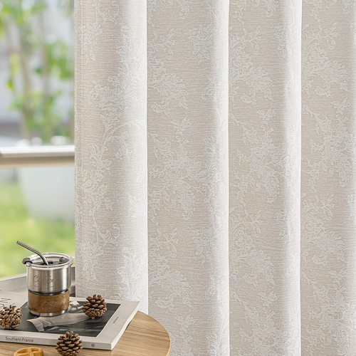 Beige floral jacquard - beige,