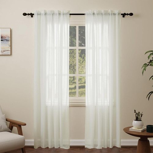 Beige voile curtains drop - voile,
