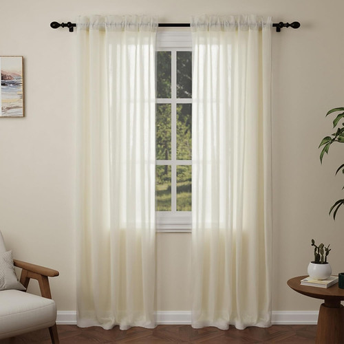 Cream voile curtains drop - cream,