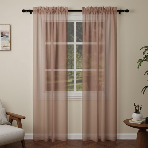 Mocha voile curtains drop - curtains, 84