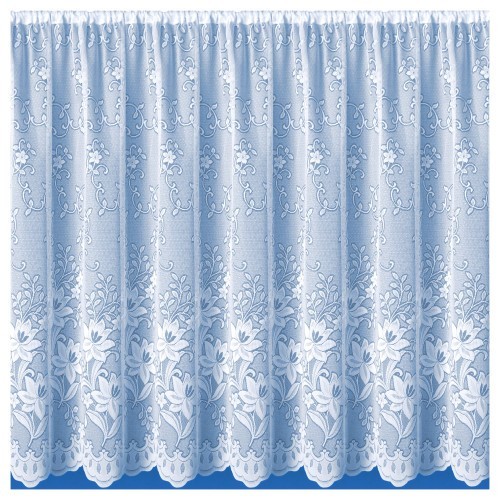 Floral lace white net curtain - net,