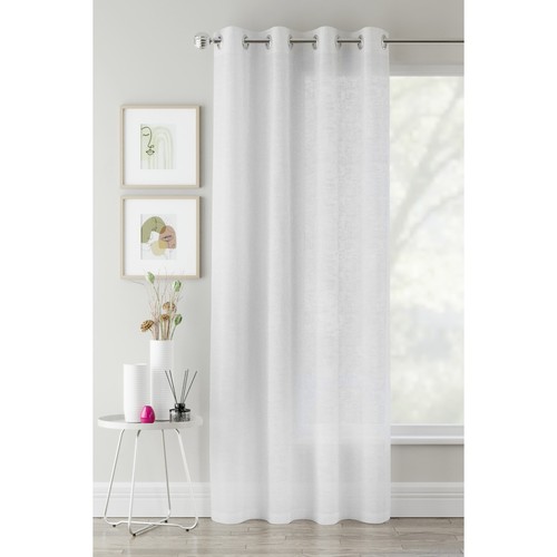 White woven linen look eyelet - look,
